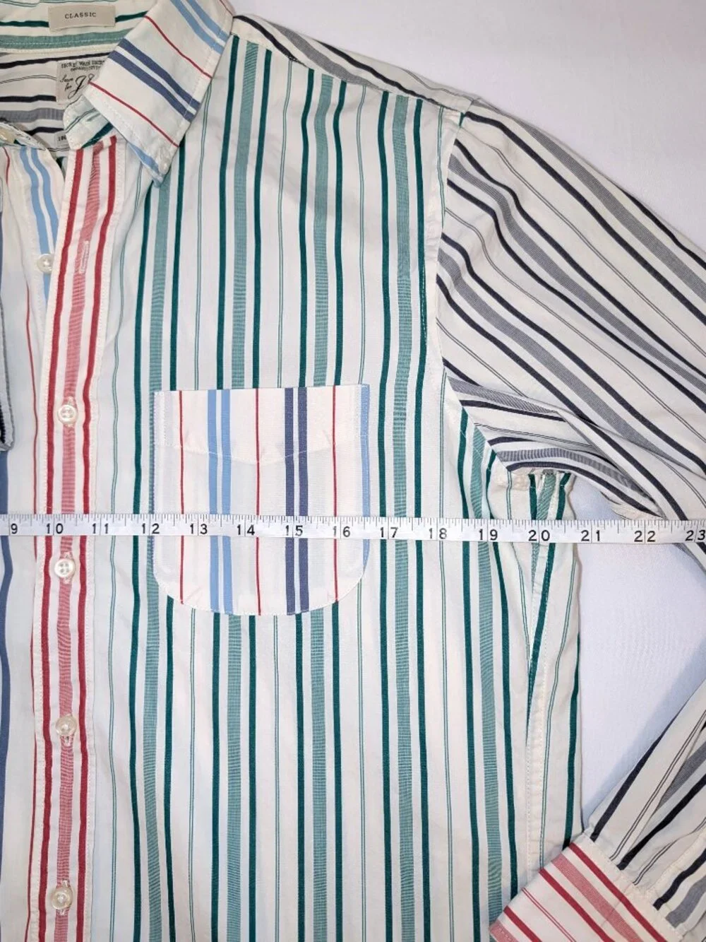 J. Crew Men's | Secret Wash Organic Cotton Multicolor Stripe Button Down Small